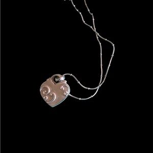 Brighton Silver Swirl Heart Necklace with charm never worn
